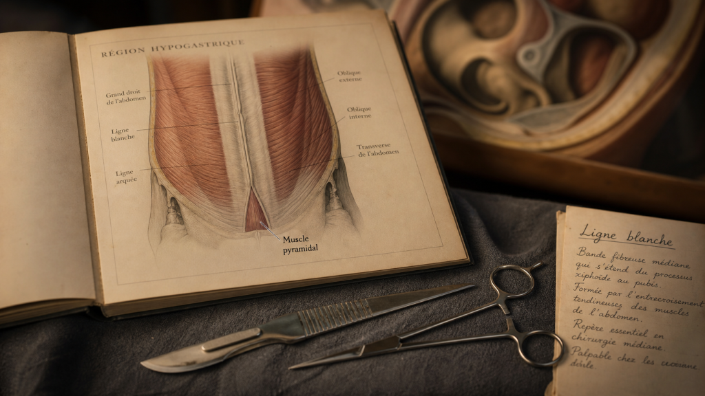 Muscle pyramidal de l abdomen près du pubis sur la ligne blanche