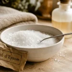 Sel d epsom bienfaits : cristaux dans un bol avant un bain