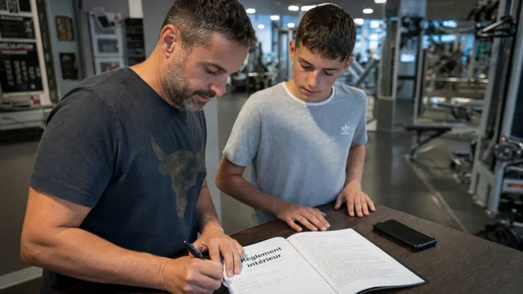 Âge minimum en salle de sport : 16 ans revient souvent, mais le règlement intérieur tranche
