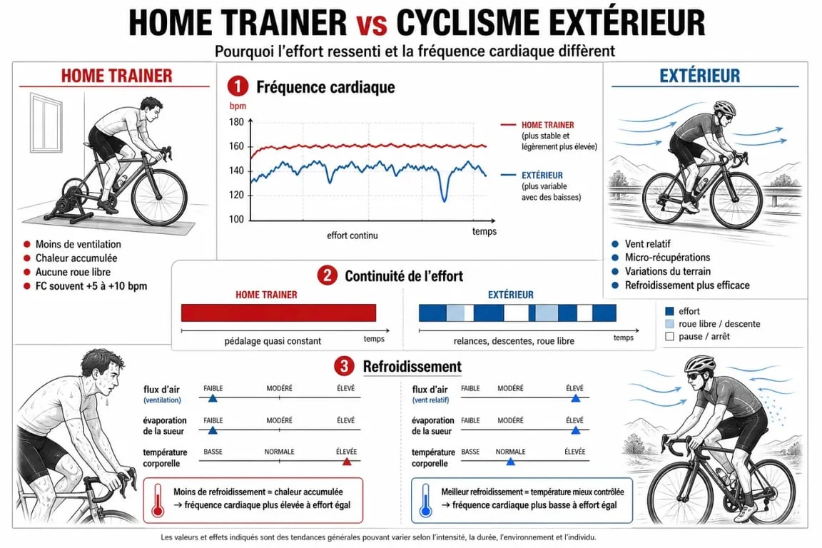 Comparaison des effets physiologiques entre 1h de home trainer et une sortie vélo en extérieur