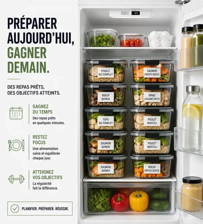 Organisation et stockage du meal prep sportif dans un réfrigérateur