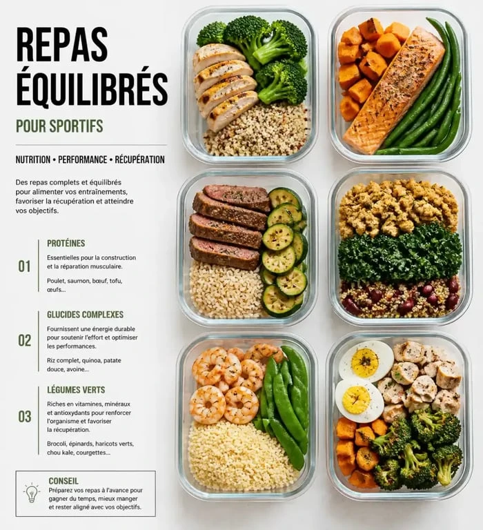Meal prep sportif : exemple de boîtes repas équilibrées pour la semaine