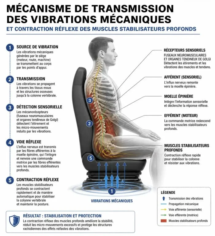 Mécanisme de fonctionnement d'une plateforme vibrante et contraction musculaire