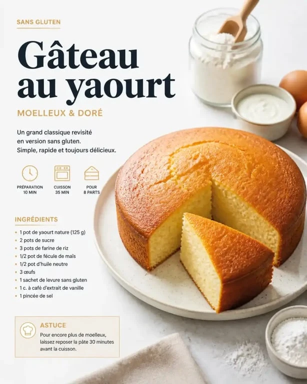 Gâteau au yaourt sans gluten réussi pour illustrer quelle farine sans gluten pour gâteau utiliser