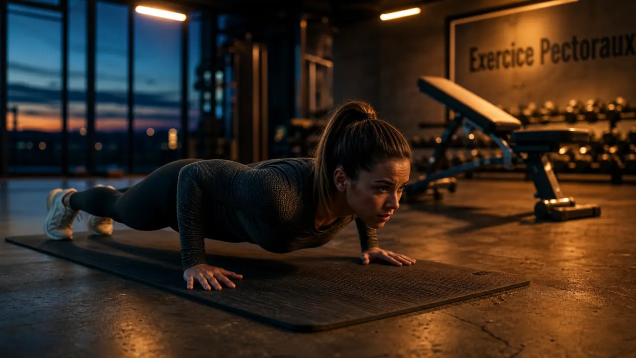 Exercice pectoraux : pompes en salle de sport