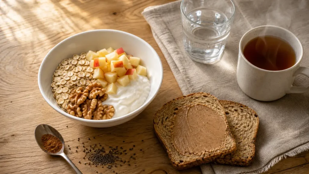 Petit déjeuner cholestérol : fibres, pain complet et alternatives au beurre