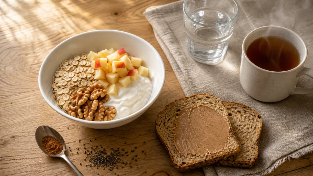 Petit déjeuner cholestérol : fibres, pain complet, flocons d’avoine