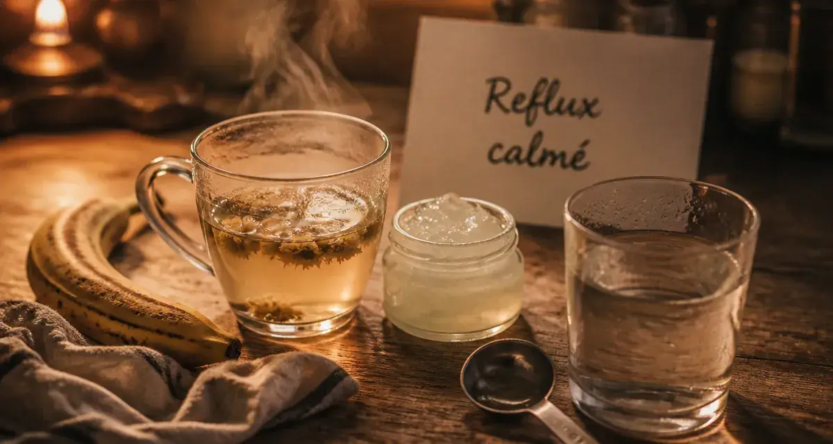 Remontée acide remède naturel : tasse camomille et aloe vera
