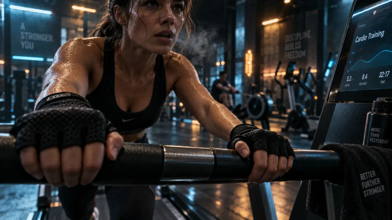 Cardio training fitness sur tapis, souffle amélioré
