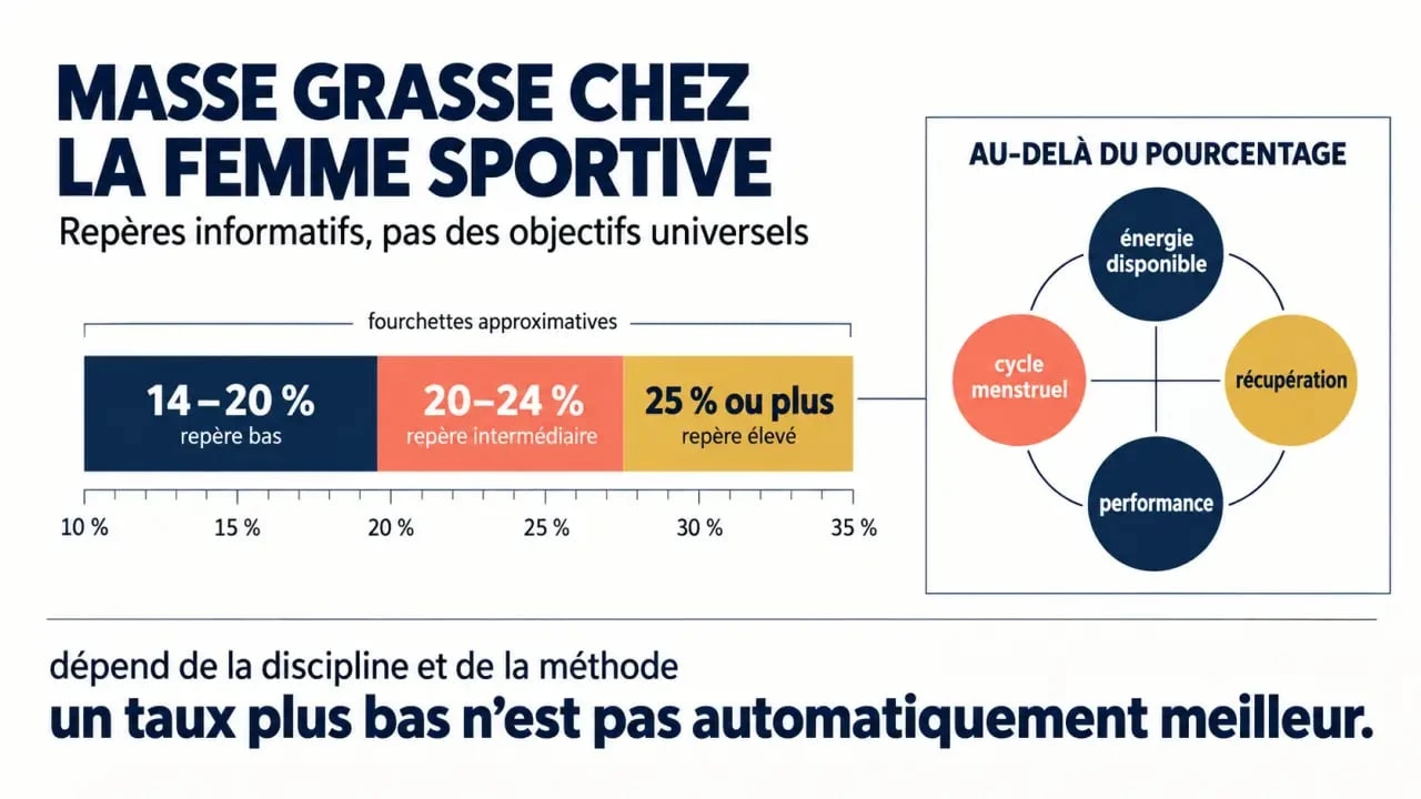 Masse grasse femme sportive : fourchettes indicatives, santé, récupération et performance