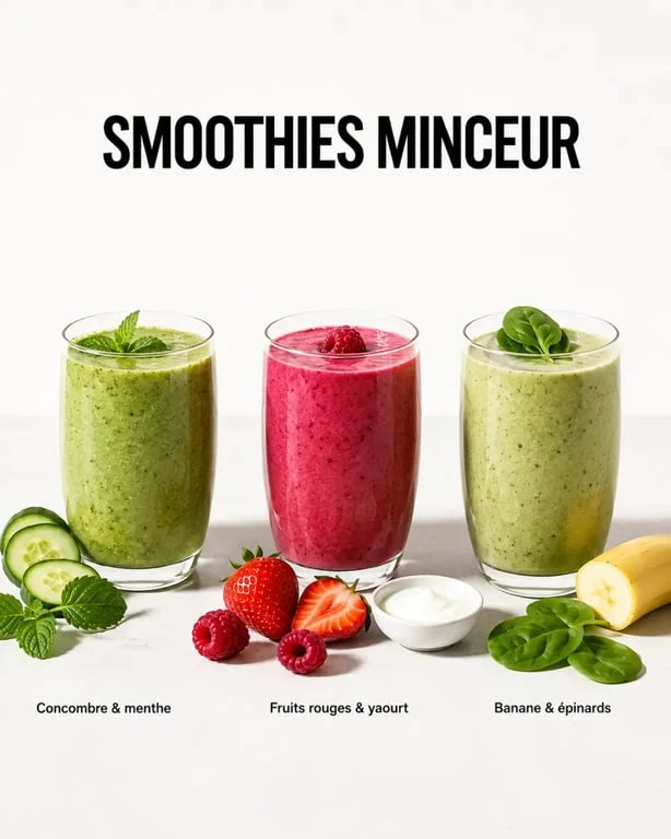 Smoothie minceur aux fruits rouges, au yaourt et à la menthe dans un verre frais et appétissant