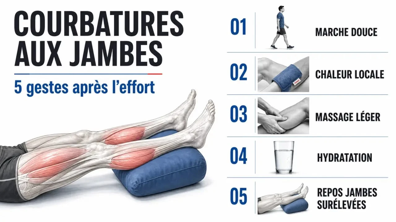 Courbatures aux jambes : gestes simples pour soulager et récupérer