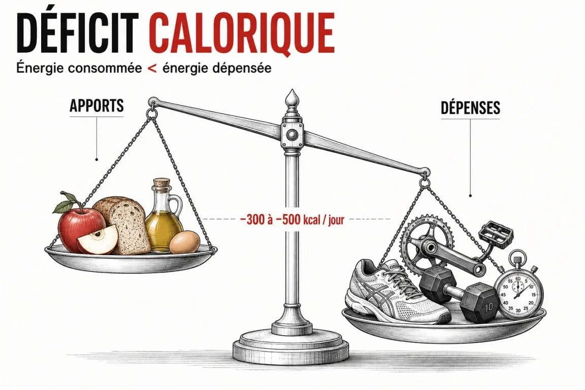Illustration du concept de déficit calorique pour perdre du poids sainement