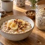 Flocon d avoine le matin : bol de porridge aux 40-60 g et banane