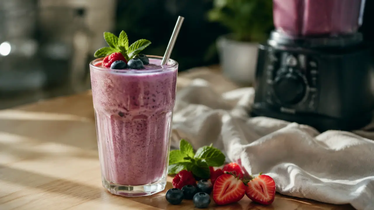 Smoothie minceur aux fruits rouges, léger et rassasiant
