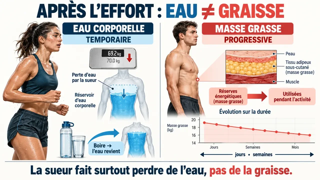 Est-ce que transpirer fait maigrir : comparaison entre perte d’eau temporaire et perte de graisse progressive