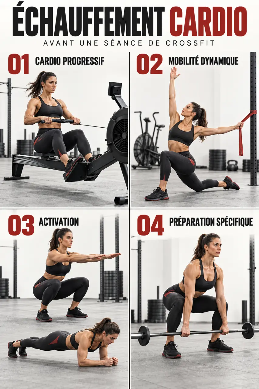 Illustration d'une routine pour optimiser son échauffement cardio avant une séance de CrossFit