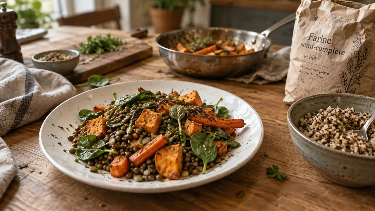 Listes de féculents : lentilles et quinoa