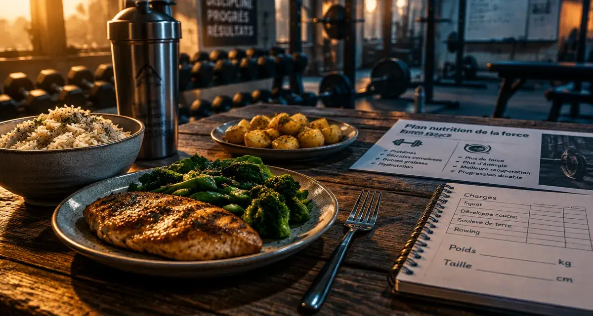 Nutrition de la force : bol de riz, poulet et plan de récupération